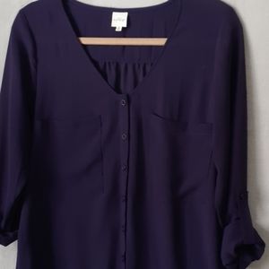 Kaileigh Deep Purple Peek-A-Boo Blouse